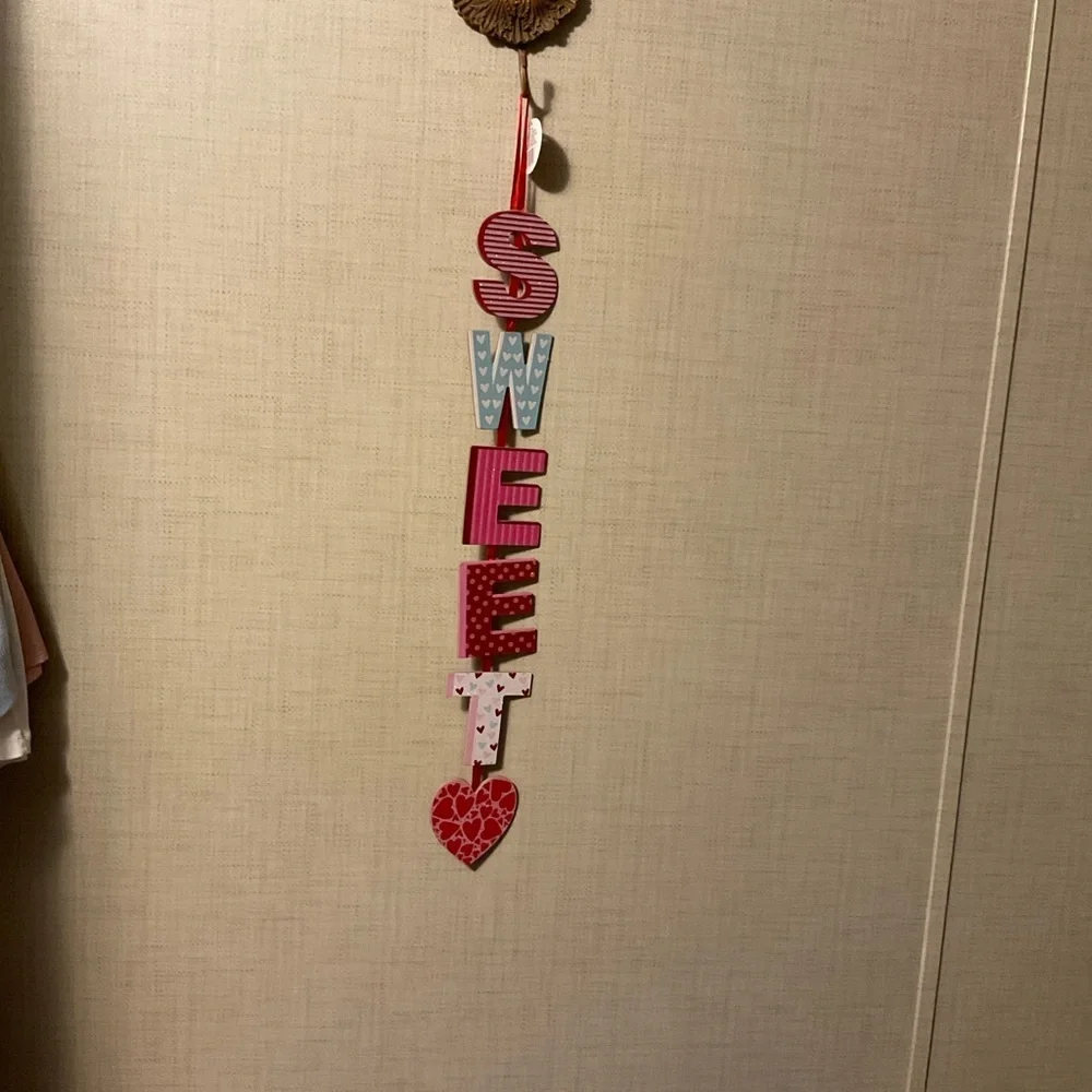 Charming 'Sweet' Wall Hanging in Pink and Red